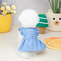 Luxury Princess Dog Dress 👑 Tutu & Denim Skirt Outfit for Small Dogs