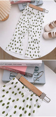 Girls Summer Floral Polka Dot Flared Pants