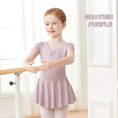 Girls Pink Ballet Leotard Dress – Short Sleeve Tutu Dance Outfit
