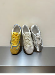 AUTUSPIN 5 Colors Women Flats Sneakers Four Season Leisure Shoes Cow Suede Leather Ladies Skateboarding Shoes Outdoor Size 35-40