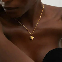 Stainless Steel Sunflower Pendant Necklace for Women