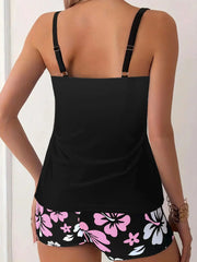 Black Slim-Fit Tankini Bikini Set – Women’s Split Swimsuit 2025