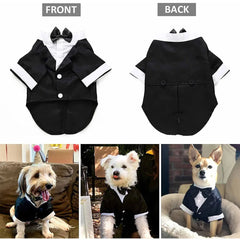 Dog Tuxedo Suit – Formal Wedding Party Outfit with Bow Tie for Dogs & Cats