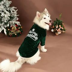 Pet Christmas Clothes Classic Merry Christmas Print Fall Winter Pet Clothing for Large Dogs Christmas Holiday Outfit Atmosphere
