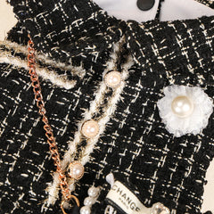 Warm Black Princess Pet Dress – Autumn Winter Outfit for Small Dogs & Cats