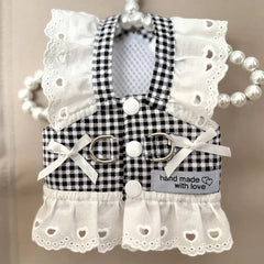 Plaid Lace Dog Harness Vest 🐾 Summer Walking Outfit for Small Dogs