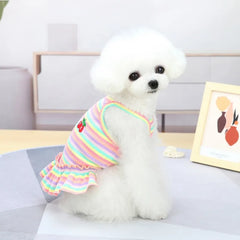 Striped Ruffle Pet Dress – Sweet Summer Vest Outfit for Small Dogs & Cats
