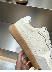 AUTUSPIN 5 Colors Women Flats Sneakers Four Season Leisure Shoes Cow Suede Leather Ladies Skateboarding Shoes Outdoor Size 35-40