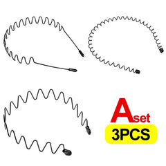 1/6PCS Metal Wavy Hair Bands – Unisex Black Head Hoop