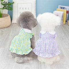 Floral Summer Dog Dress 🌸 Soft Breathable Outfit for Small Dogs & Cats