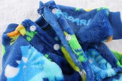 Soft Flannel Dog Pajamas – Cartoon Animal Print Winter Jumpsuit for Dogs