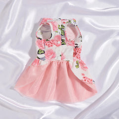 Pink Floral Princess Dog Dress 🌸 Elegant Spring & Summer Outfit for Small Pets