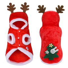 Christmas Dog Clothes Warm Flannel Elk Outfit for Dogs & Cats