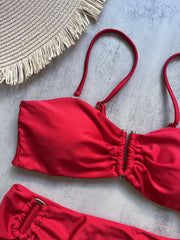 Bandeau Push-Up Brazilian Bikini Set – Women’s Solid Thong Swimsuit