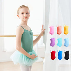 Girls Cotton Camisole Ballet Leotard – Sleeveless U-Back Bodysuit