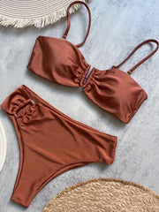 Bandeau Push-Up Brazilian Bikini Set – Women’s Solid Thong Swimsuit