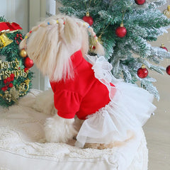 Christmas Plaid Dog Dress 🎄 Warm Winter Outfit for Small Dogs & Cats