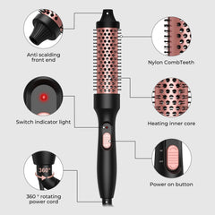 32mm PTC Heated Curling Brush – Anti-Scald Thermal Volumizing Hair Styler