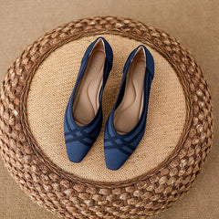 Women's high heels knitted breathable square heel beautiful princess non slip rubber sole comfortable shoes 2024 new model