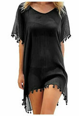 Loose-Fit Cotton Tunic Cover-Up – Women’s Swim T-Shirt Dress