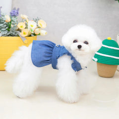 Luxury Princess Dog Dress 👑 Tutu & Denim Skirt Outfit for Small Dogs