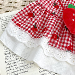 Strawberry Plaid Dress for Small Dogs & Cats