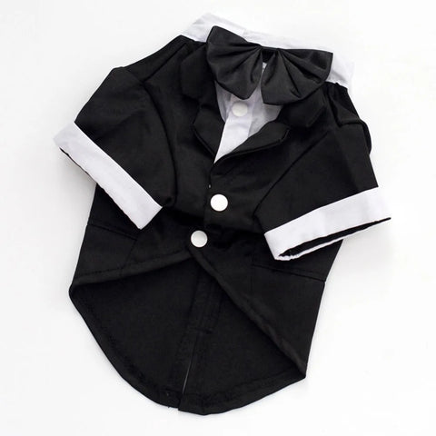Dog Tuxedo Suit – Formal Wedding Party Outfit with Bow Tie for Dogs & Cats