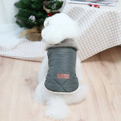 Warm Winter Dog Coat – Thick Cotton Fur Collar Jacket for Small Dogs & Cats