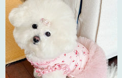 Pet Floral Tutu Dress – Mesh Layered Skirt for Small Dogs & Puppies