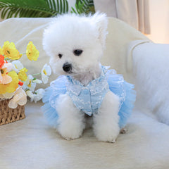 Sky Blue Waltz Pet Dress – Summer Wedding Princess Outfit for Dogs & Cats