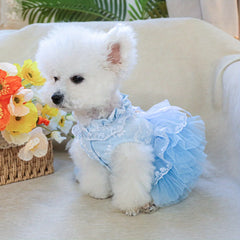 Sky Blue Waltz Pet Dress – Summer Wedding Princess Outfit for Dogs & Cats