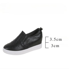 Women's Sneakers Hollow Rhinestone Platform Wedge 2023 Spring Fall Hidden Heel Breathable Fashion Shoes Casual Simple