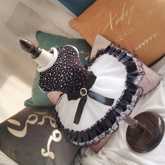 Polka Dot Tutu Dog Dress 🎀 Elegant Black & White Lace Outfit for Pets