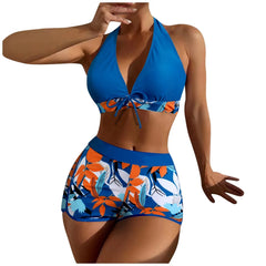 High-Waist Plant Print Bikini Set – Women’s Two-Piece Swimsuit