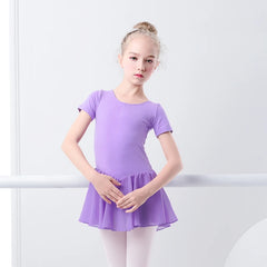 Girls Ballet Leotard Dress – Long/Short Sleeve Chiffon Skirt Dancewear