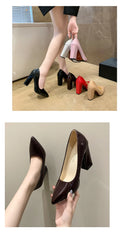 10cm High Heel Colorful Pumps Women's Shoes Pointed Toe Fashion Red 3.9inch Chunky Heels Patent Leather Female Plus Size 49 50