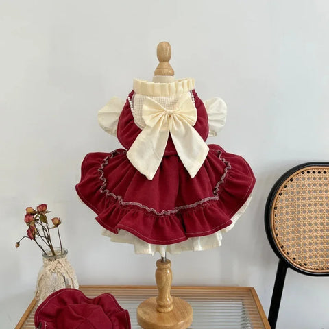 Lolita Princess Pet Dress – Bow Skirt Outfit for Small Dogs & Cats