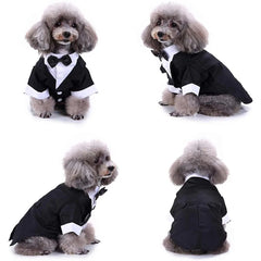 Dog Tuxedo Suit – Formal Wedding Party Outfit with Bow Tie for Dogs & Cats