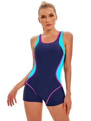 Patchwork Sport One-Piece Swimsuit – Women’s Plus-Size Athletic Swimwear