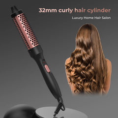 32mm PTC Heated Curling Brush – Anti-Scald Thermal Volumizing Hair Styler