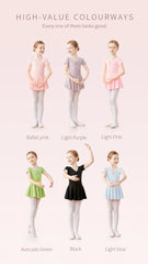 Girls Pink Ballet Leotard Dress – Short Sleeve Tutu Dance Outfit