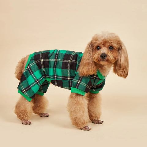 Dog Pajamas for Small Dogs Girl  Puppy Comfotable Pjs Classic Plaid Clothes SweaDog Pajamas – Classic Plaid Fleece Onesie for Small Dogs & Cats Winter Warm Outfitter Outfit Cold Weather Dog Pet Onesie Apparel