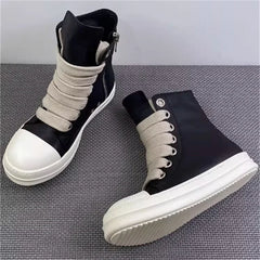 New Women Sneakers High-top Men's Casual Shoes Leather Shoes For Women Flat Sport Shoes Thick Lace Up Unisex Couple Women Shoes