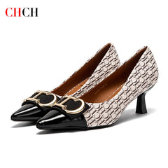 CHCH Women's High Heels New 4cm Black Simple Business Women's Shoes Evening Party