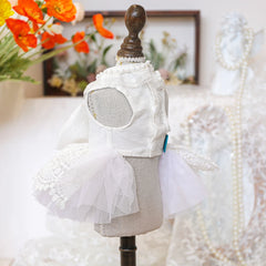White Haute Couture Pet Dress 👑 Elegant Summer Wedding Outfit for Dogs & Cats