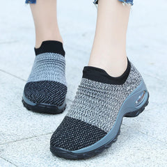 Women's Walking Trainers Fashion Fly Weaving Sock Sneakers Breathable Comfortable Nursing Shoes Casual Platform Loafers Non-Slip