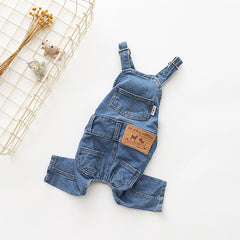 Dog Denim Jumpsuit – Cotton Puppy Outfit for Small & Medium Dogs & Cats