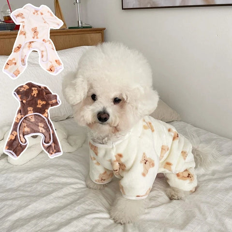 Plush Fleece Pet Jumpsuit – Warm Winter Pajamas for Small & Medium Dogs or Cats