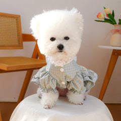 Dog Lace Summer Dress with Puff Sleeves & Bow – Cute Orange Outfit for Small & Medium Dogs