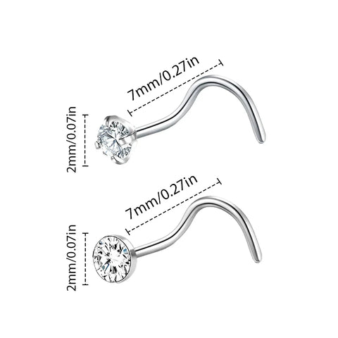 12PCS Stainless Steel Crystal Nose Studs & Rings for Women